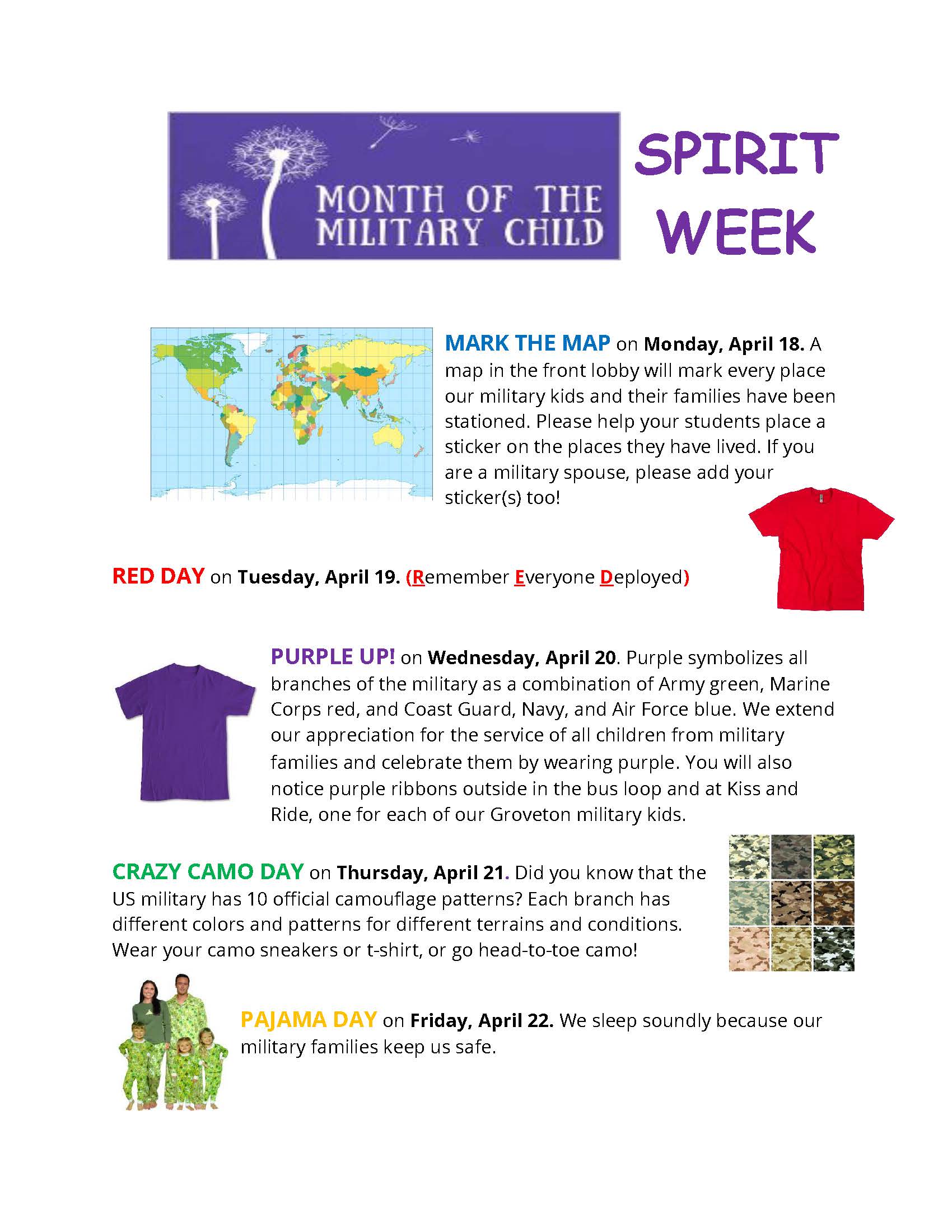 Month of the Military Child Spirit Week 